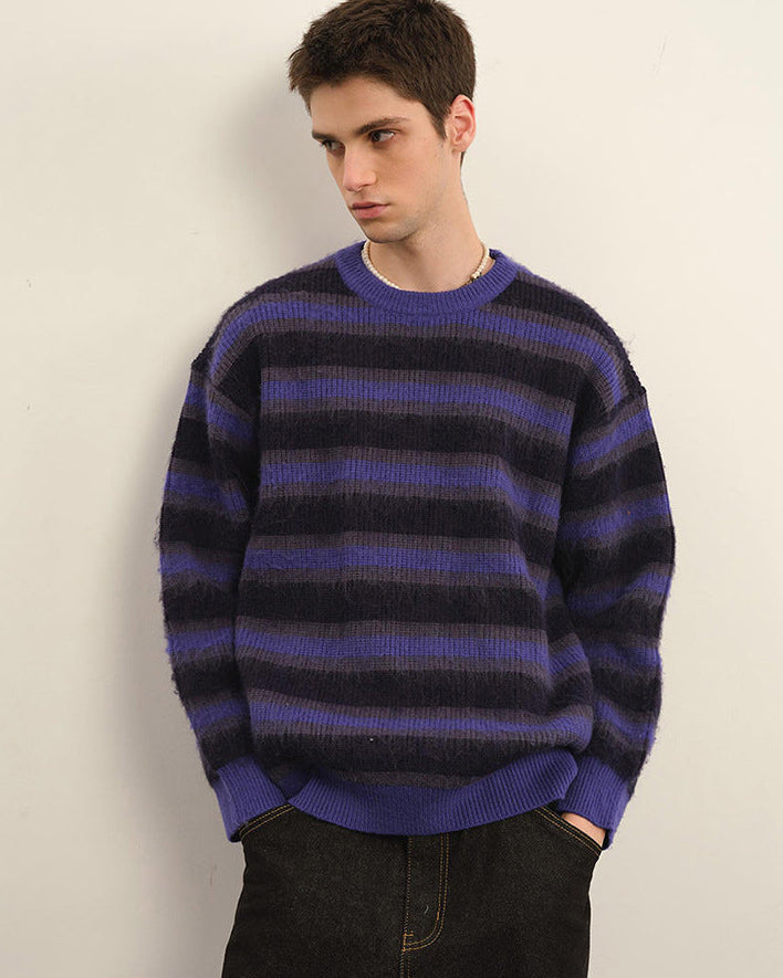 The Retro Colored Striped Campus Style Sweater