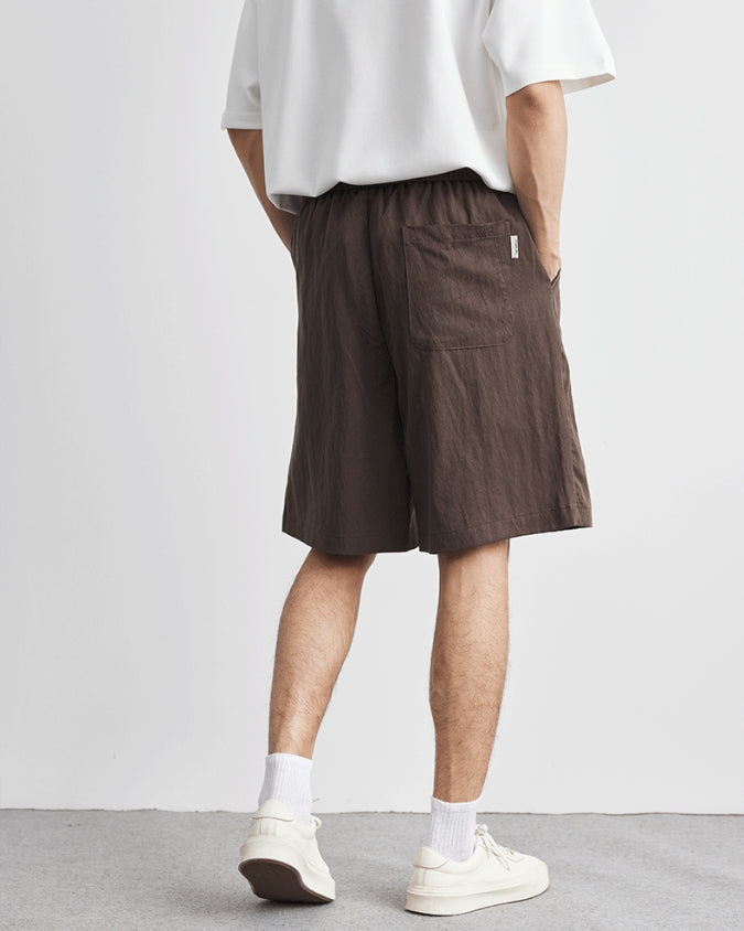 Wide Relaxed Linen Shorts with Drawstrings