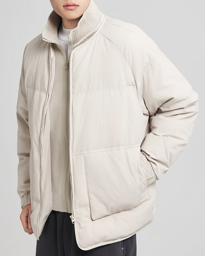 The Double Placket Patchwork Down Jacket