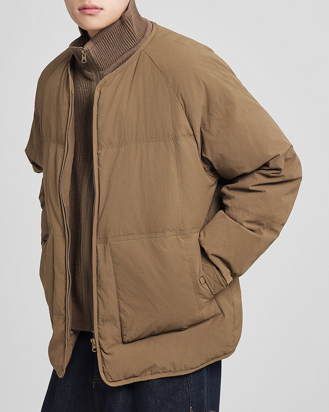 The Double Placket Patchwork Down Jacket