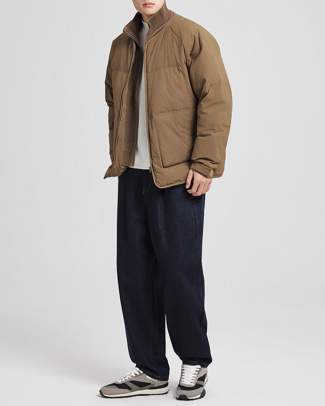 The Double Placket Patchwork Down Jacket