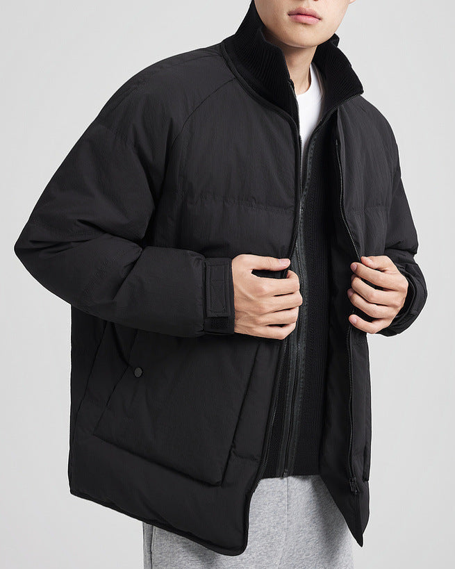 The Double Placket Patchwork Down Jacket