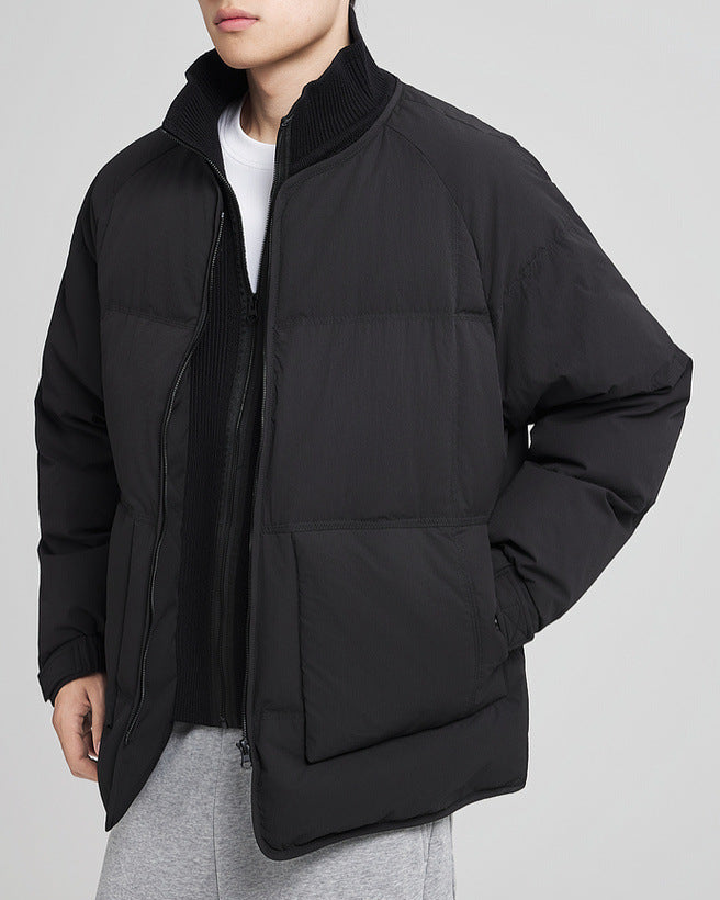 The Double Placket Patchwork Down Jacket