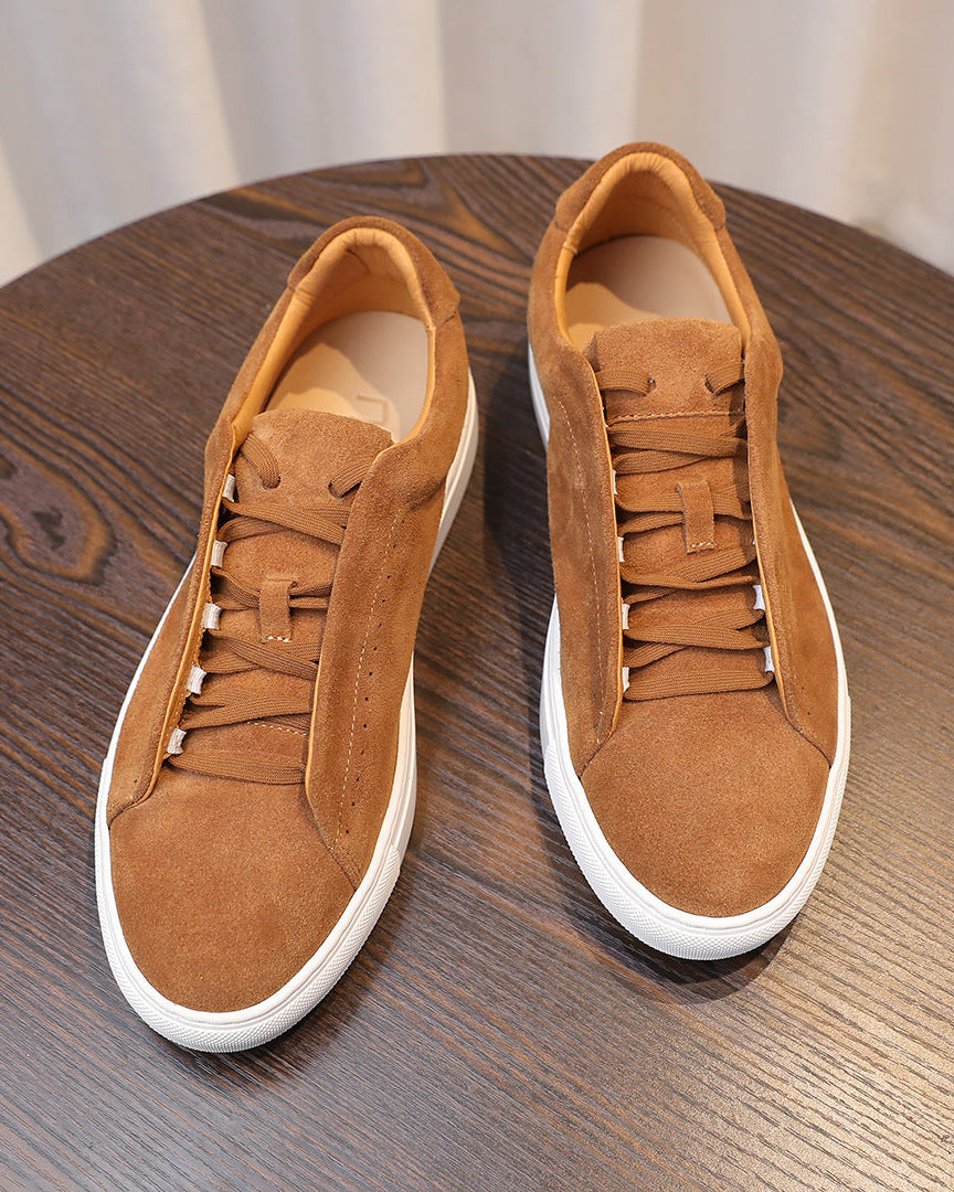 The Softey Suede Low Sneakers - Tangerine