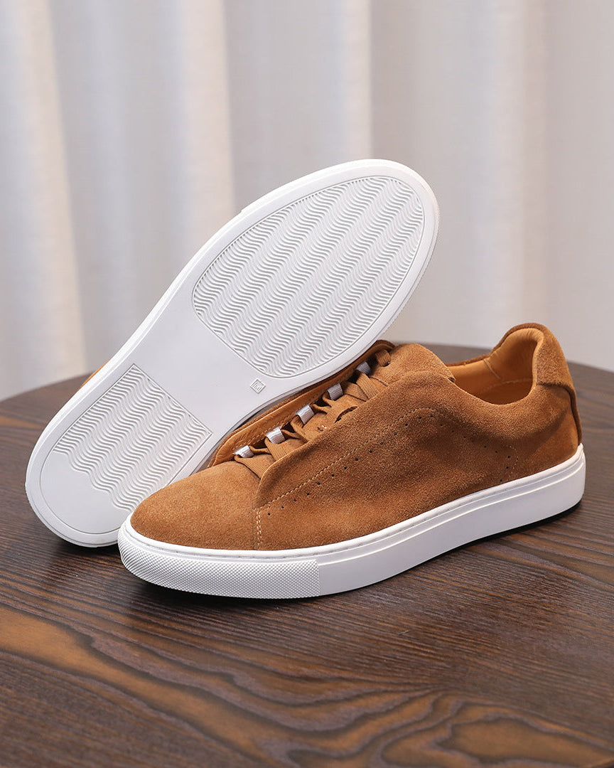 The Softey Suede Low Sneakers - Tangerine