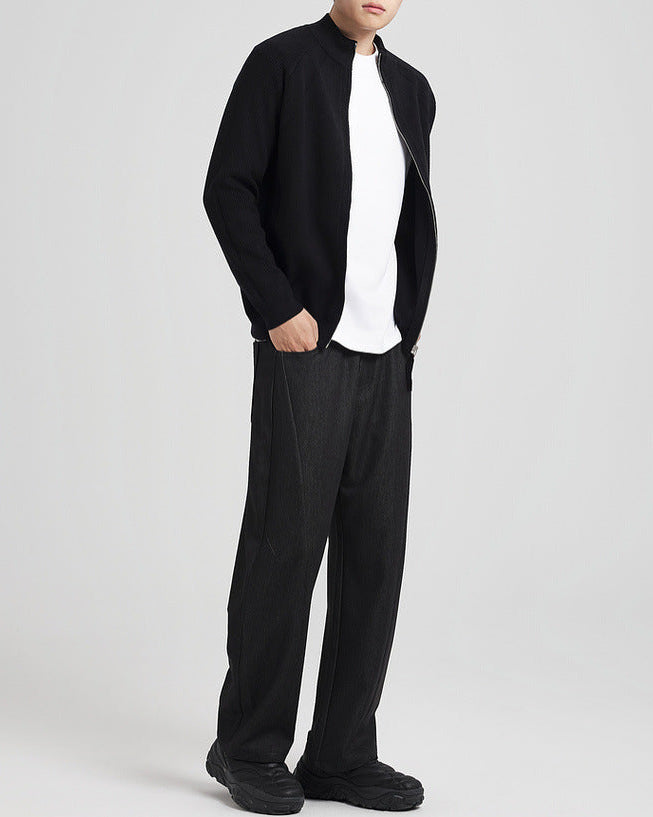 Spliced Pit Texture Knit Cardigan
