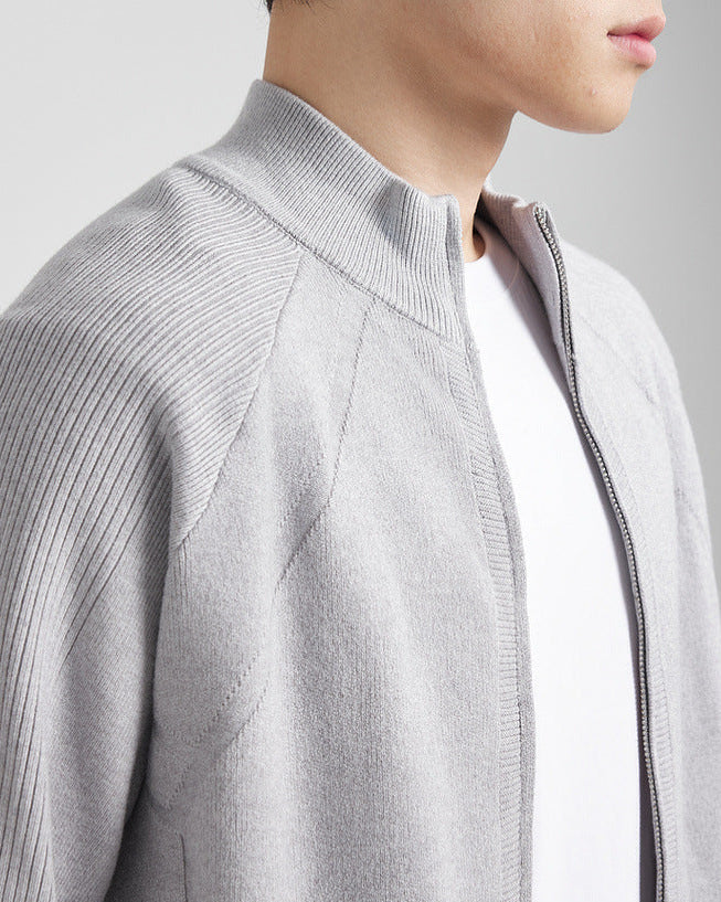 Spliced Pit Texture Knit Cardigan