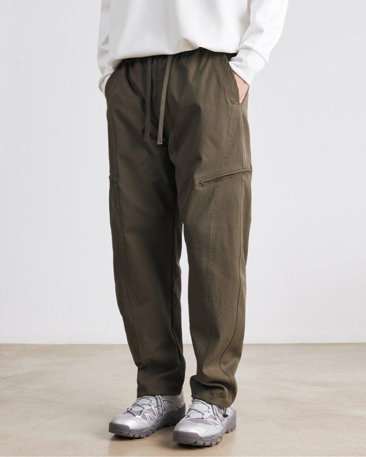 24/7 Relaxed Drawstring Waistband Trousers with Side Zippers