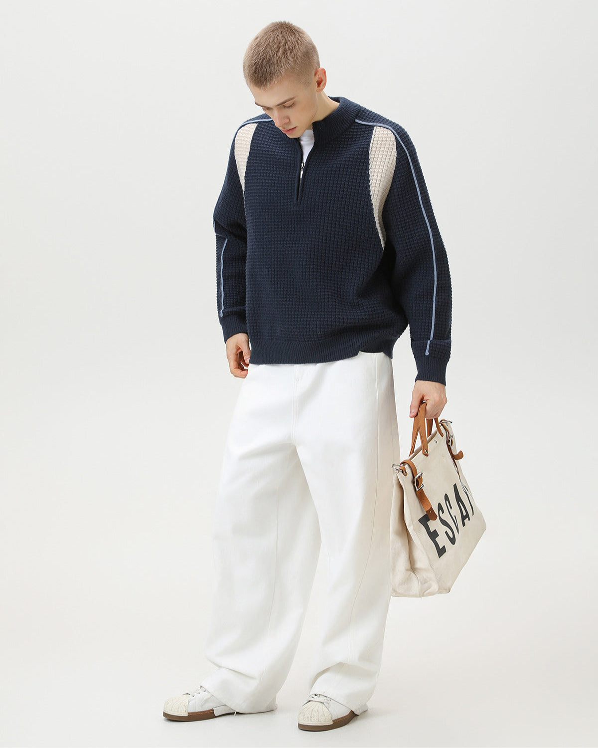 Waffle Half-Zip Sweater