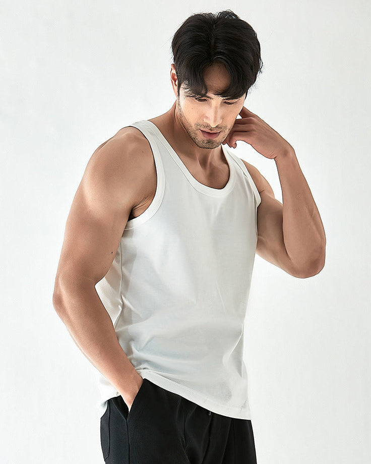 The Light Luxury Pima Cotton Ice Silk Sleeveless T-Shirt